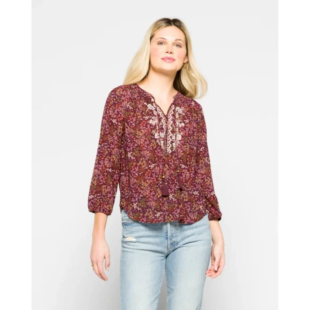 Mason & Belle Top Floral Print Bobby Embroidered Tie Detail NWT - Picture 2 of 12